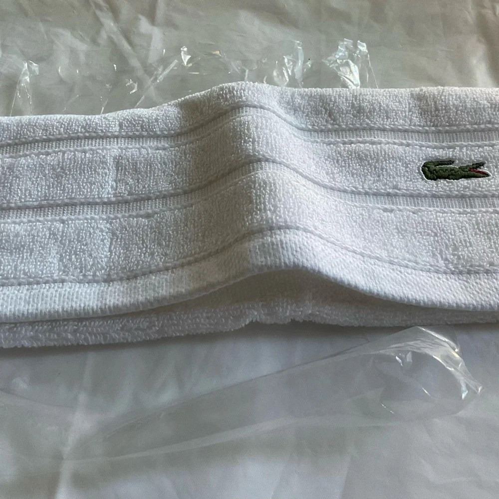 LACOSTE White 2 Hand Wash Towels 100% Cotton-New In Package